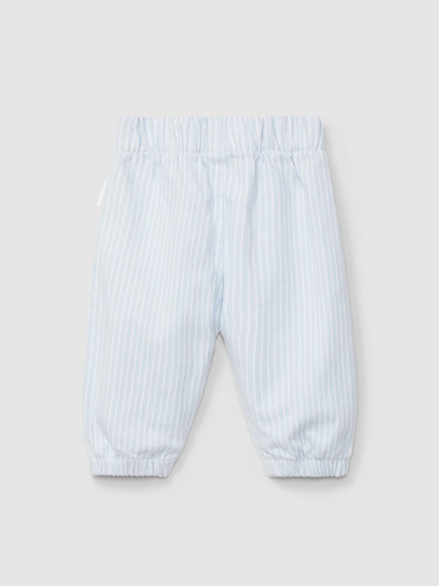 Pull-up pants striped denim fabric Pull-up pants striped denim fabric
