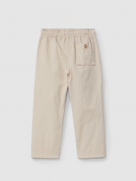 Plain pull-up pants in twill with three pockets Plain pull-up pants in twill with three pockets