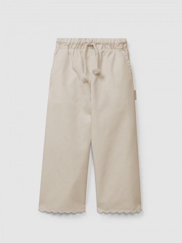 Calças de sarja wide leg lisas Calças de sarja wide leg lisas