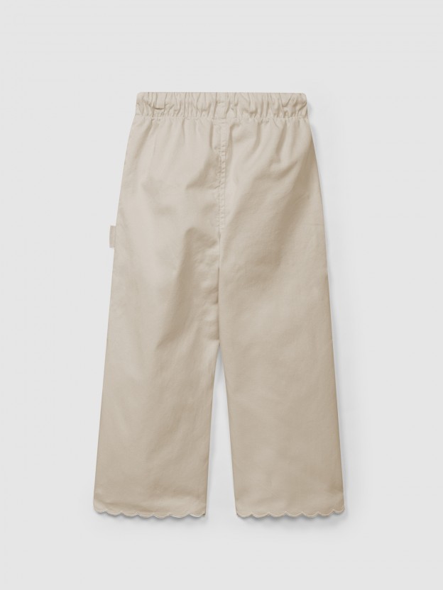 Calças de sarja wide leg lisas Calças de sarja wide leg lisas