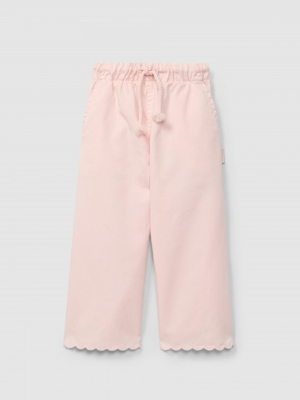 Twill pants plain wide leg Twill pants plain wide leg