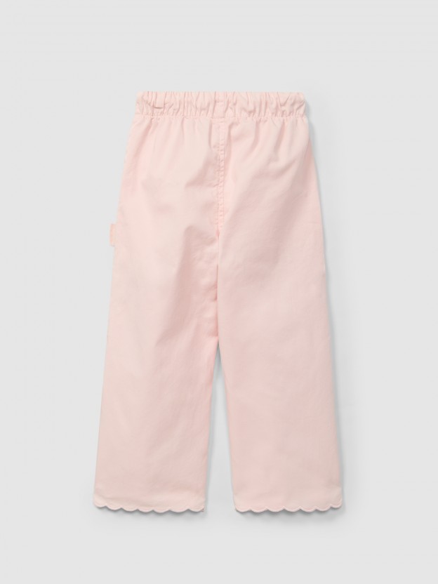 Cal�as de sarja wide leg lisas