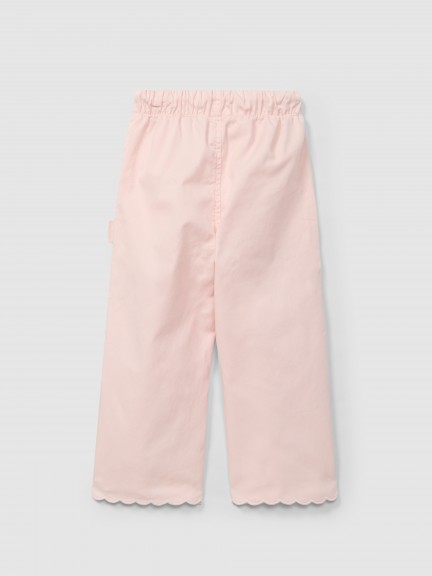 Twill pants plain wide leg Twill pants plain wide leg
