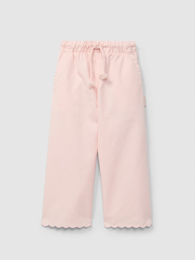 Cal�as de sarja wide leg lisas