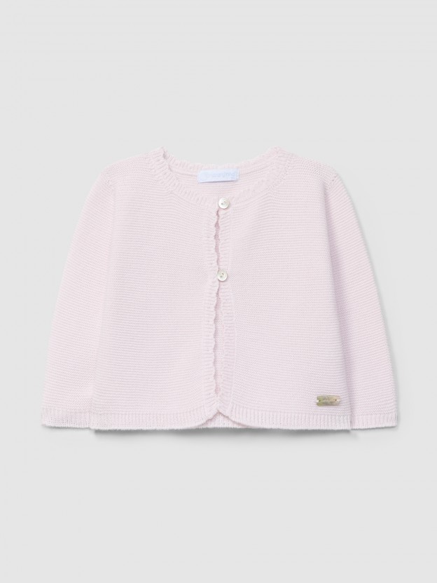 Knitted cardigan with round neckline and ruched detail Knitted cardigan with round neckline and ruched detail