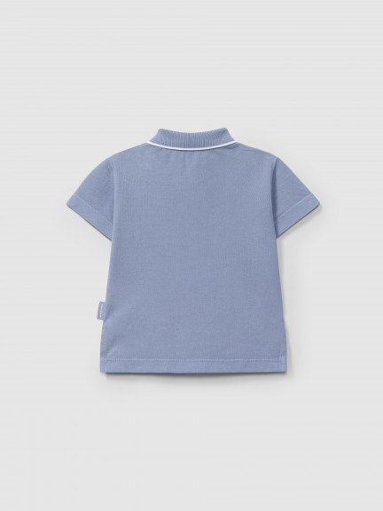 Polo shirt pique with stripe detail on the collar Polo shirt pique with stripe detail on the collar