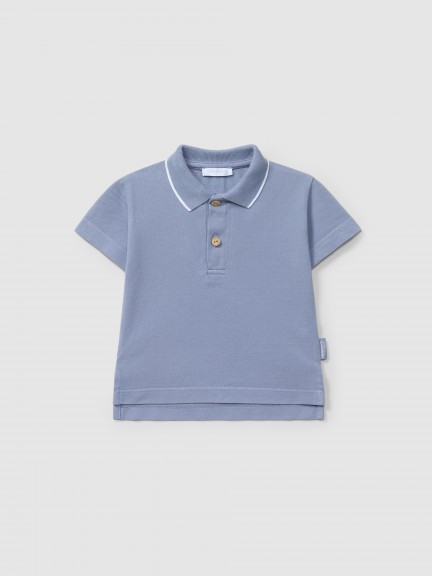 Polo shirt pique with stripe detail on the collar Polo shirt pique with stripe detail on the collar