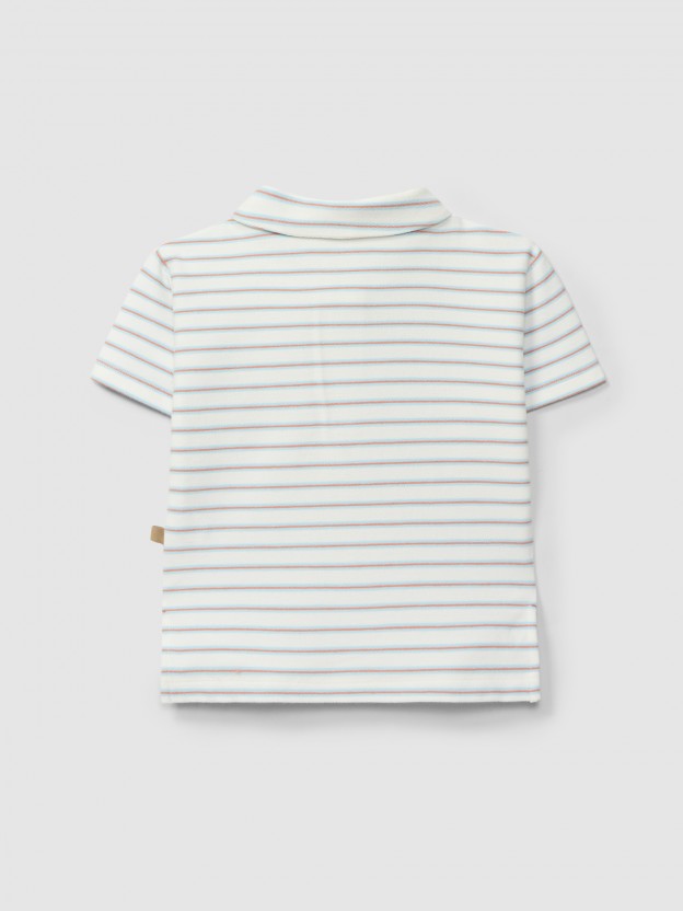 Polo shirt in multi-coloured striped plush Polo shirt in multi-coloured striped plush