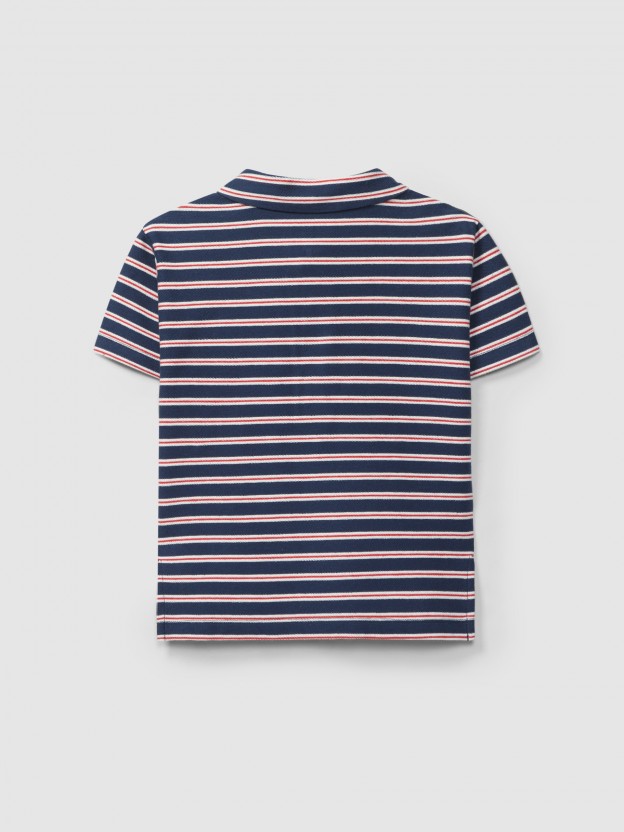 Polo shirt in multi-coloured striped plush