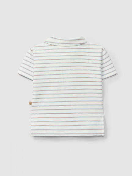 Polo shirt in multi-coloured striped plush Polo shirt in multi-coloured striped plush