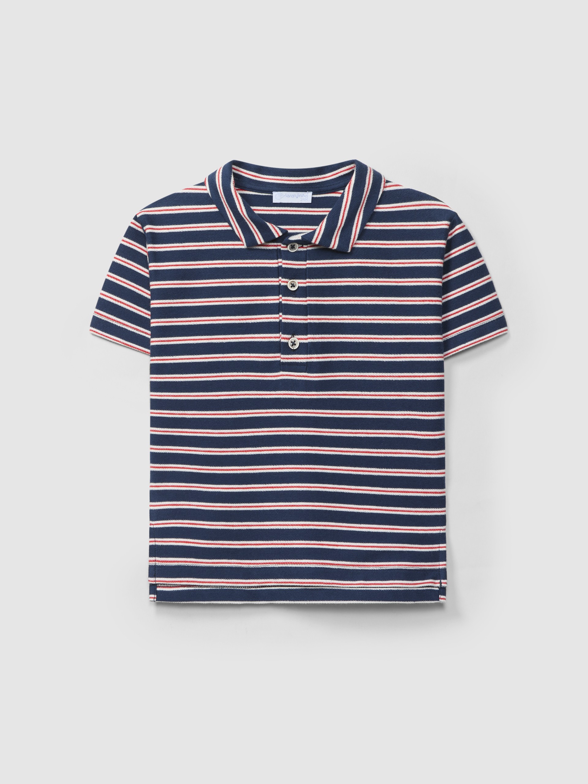 Polo shirt in multi-coloured striped plush