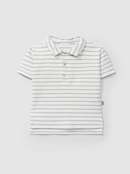 Polo shirt in multi-coloured striped plush Polo shirt in multi-coloured striped plush