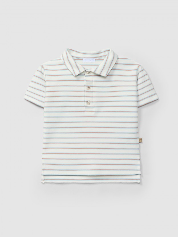 Polo shirt in multi-coloured striped plush Polo shirt in multi-coloured striped plush