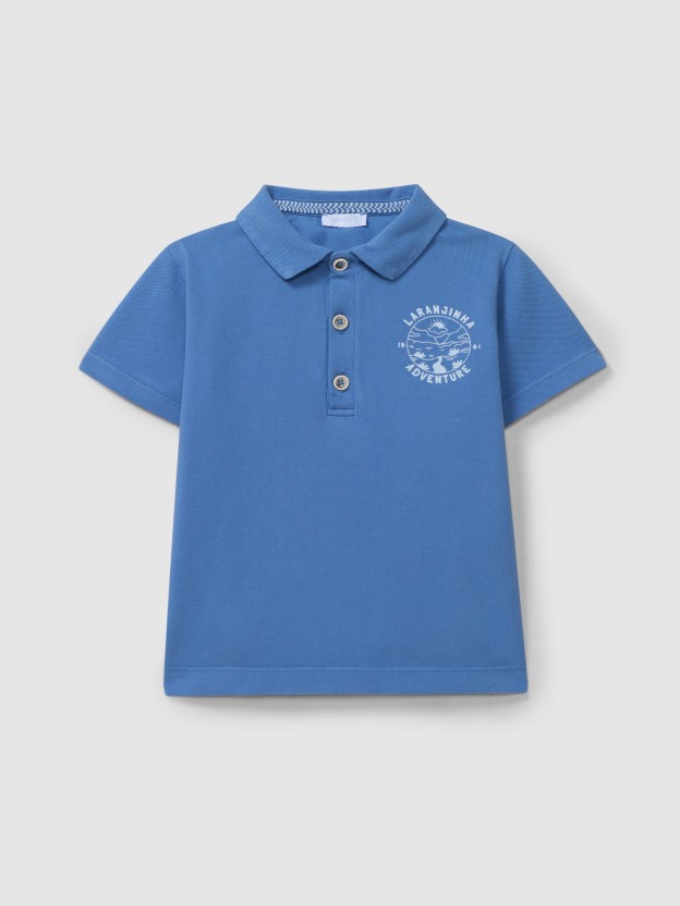 Polo shirt pique "Laranjinha adventure" Polo shirt pique "Laranjinha adventure"