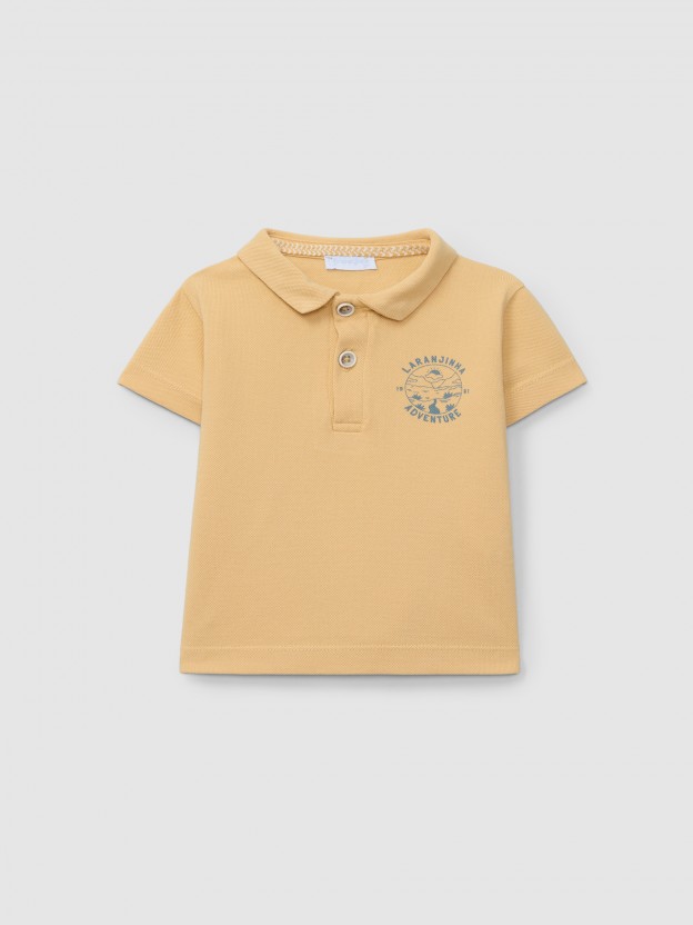 Polo shirt pique "Laranjinha adventure" Polo shirt pique "Laranjinha adventure"
