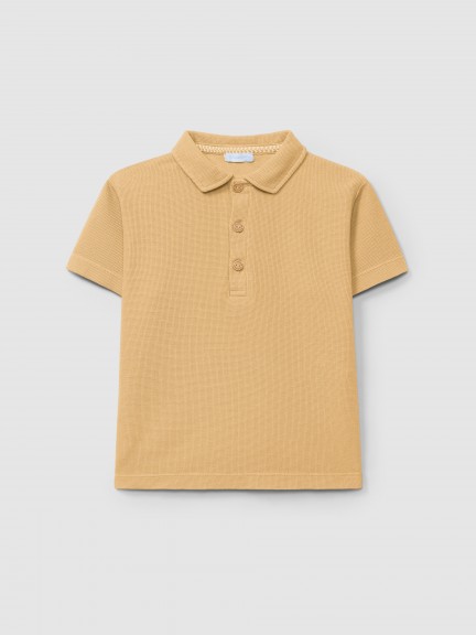 Plain polo shirt in waffle weave Plain polo shirt in waffle weave