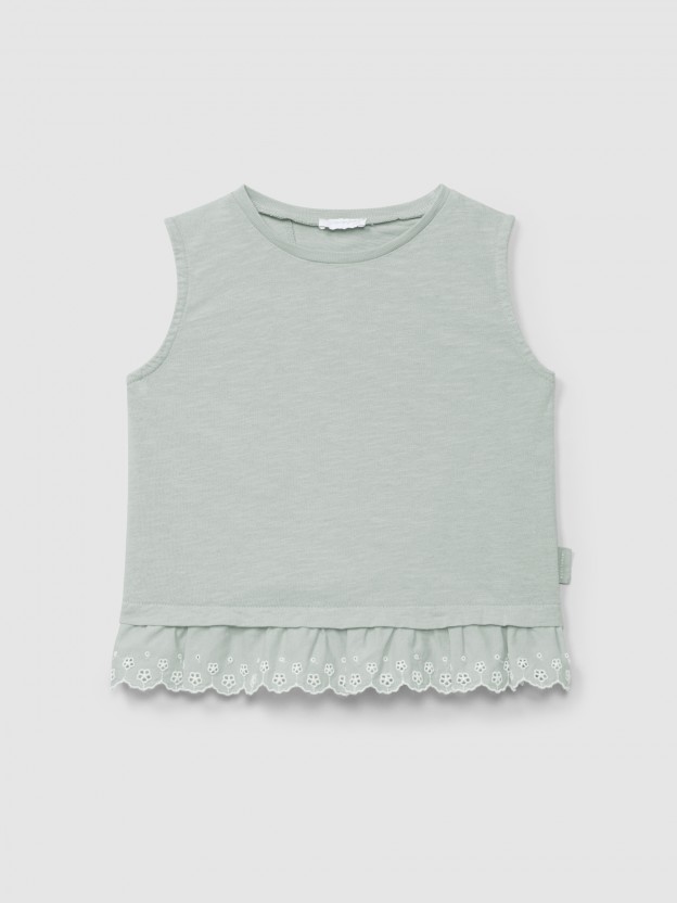 Top con aplicaci�n de bordado ingl�s