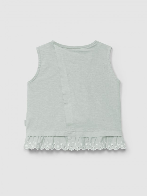 Top con aplicaci�n de bordado ingl�s