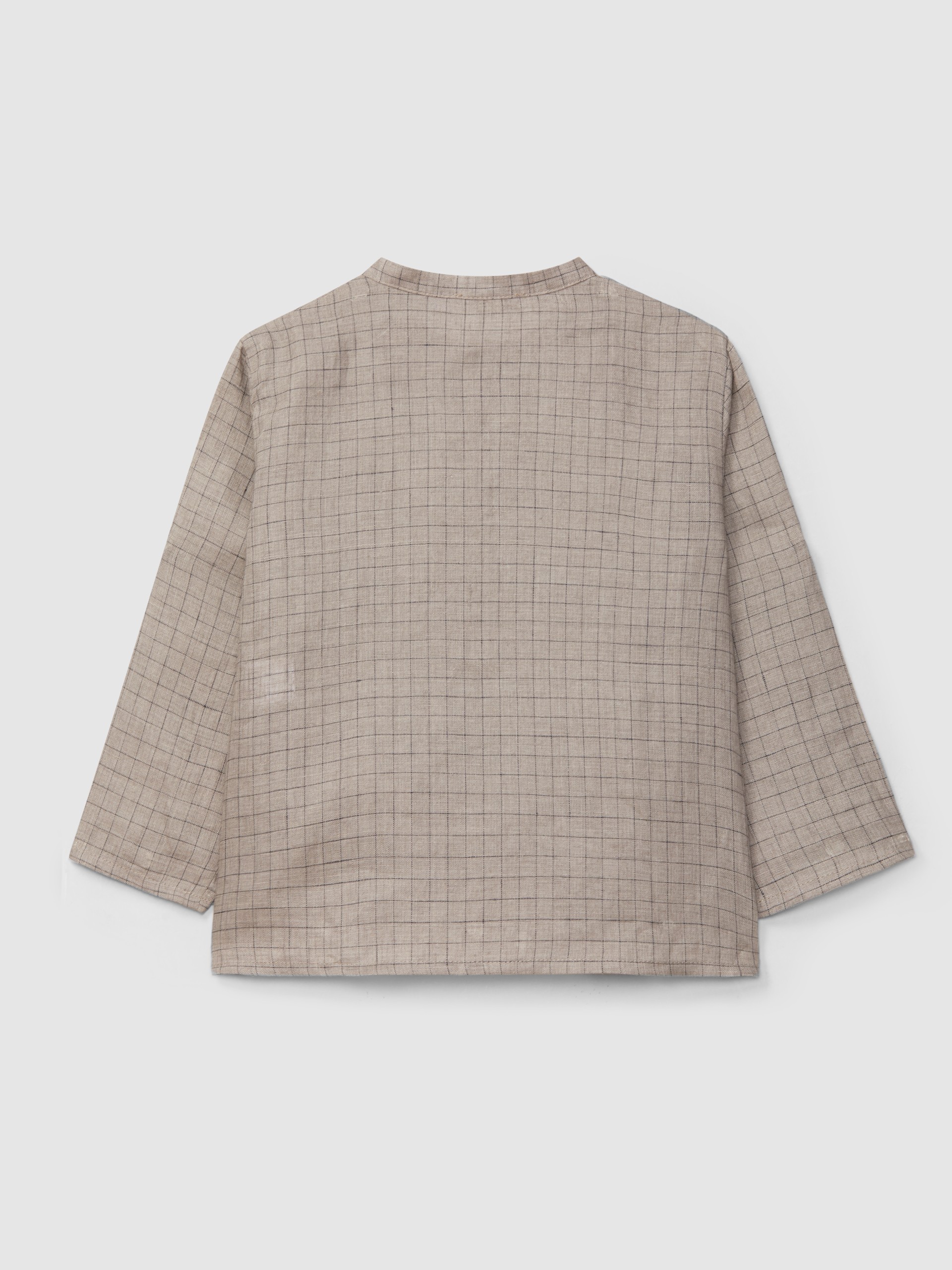 Chemise à col mao carreaux en lin