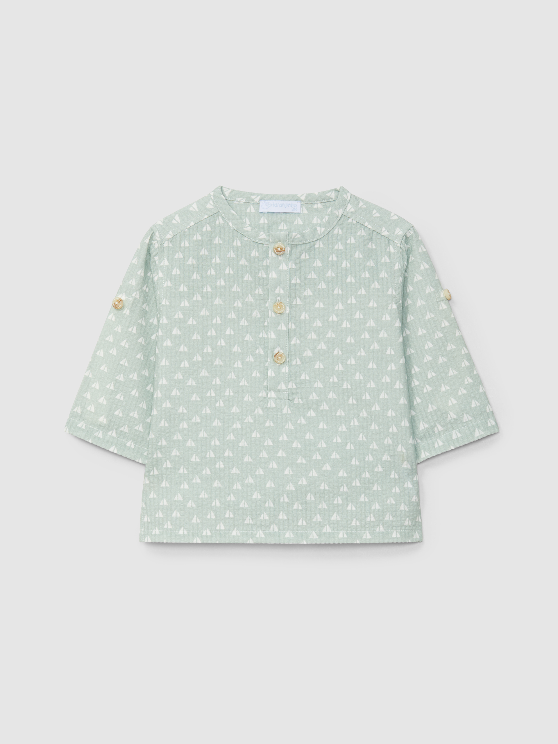 Camisa seersucker estampado micro-cuadros