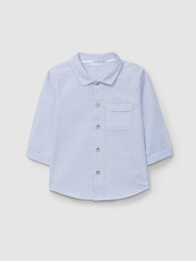 Camisa tecido oxford de riscas Camisa tecido oxford de riscas