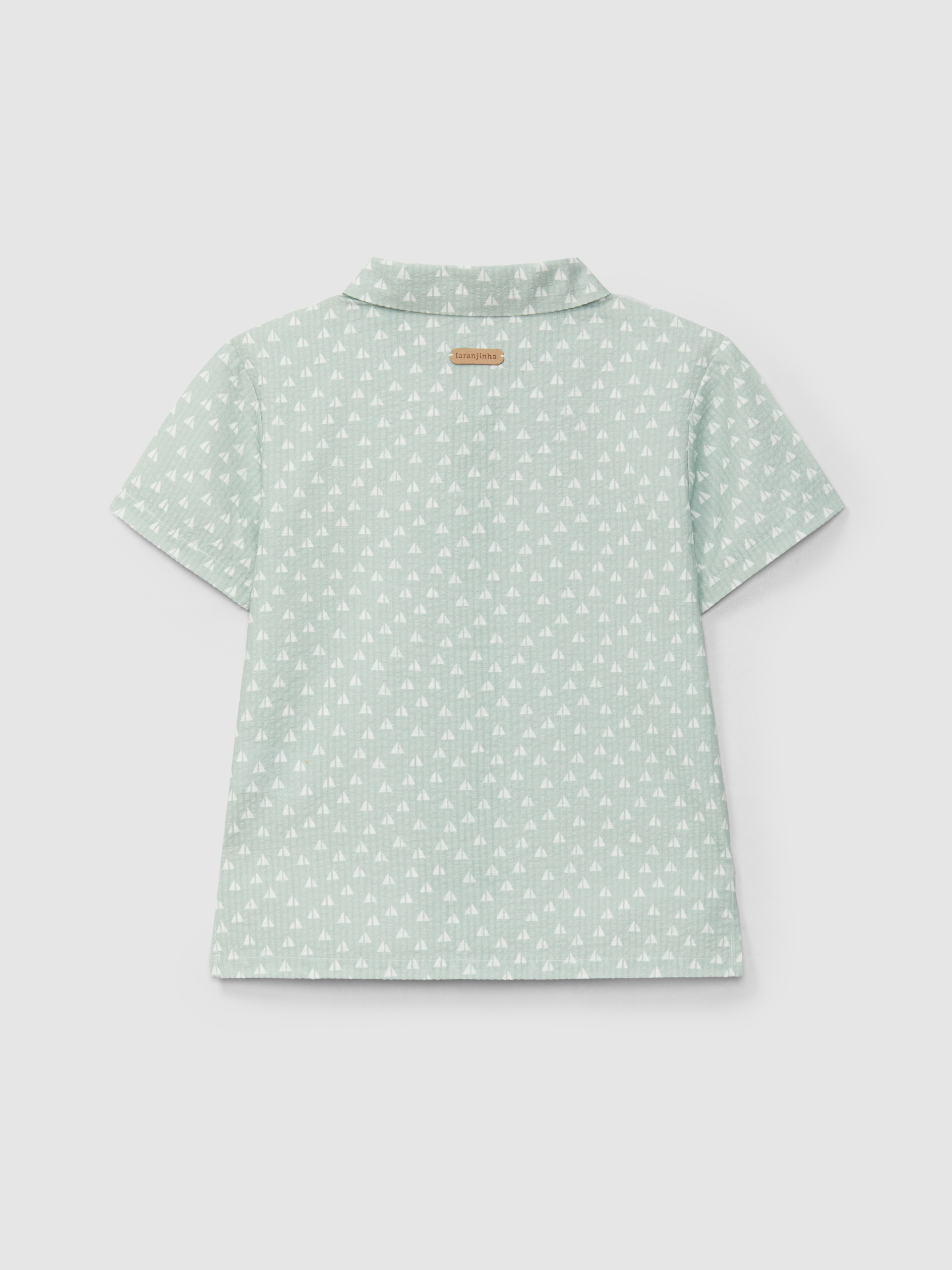 Short-sleeved shirt seersucker micro-plaid print