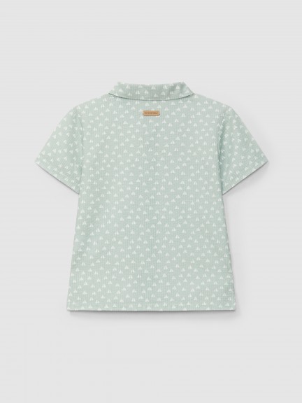 Short-sleeved shirt seersucker micro-plaid print Short-sleeved shirt seersucker micro-plaid print