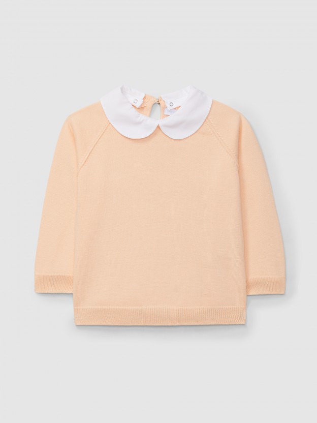 Camisola tricotada com gola amov�vel