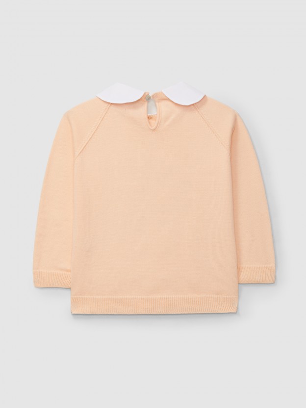 Camisola tricotada com gola amov�vel