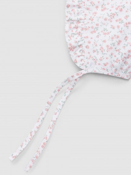Bonnet pilot cap with ruffle floral print Bonnet pilot cap with ruffle floral print