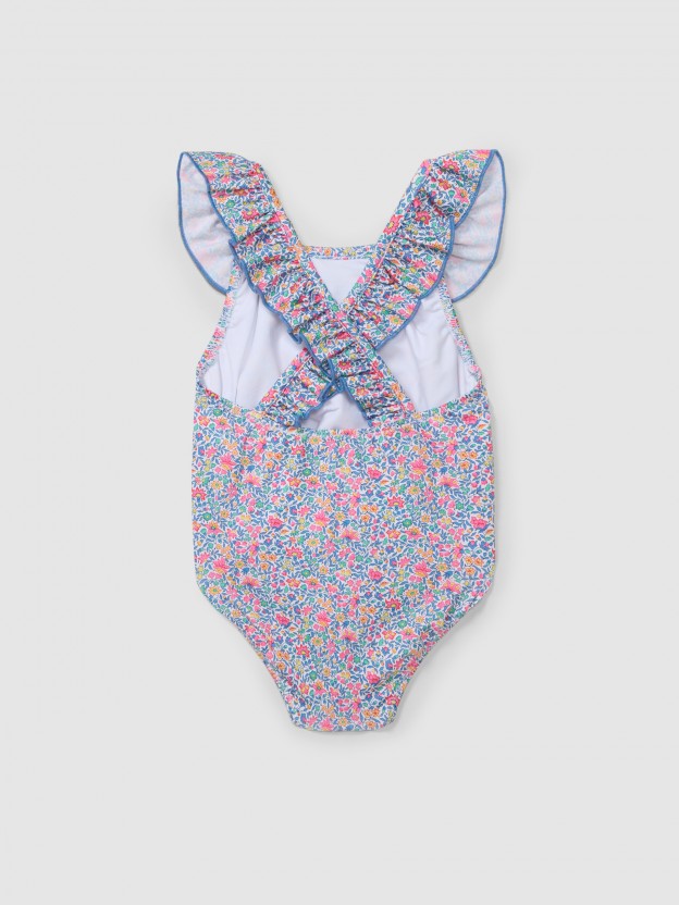 Maillot de bain fleurs Liberty bretelles croisées dans le dos Maillot de bain fleurs Liberty bretelles croisées dans le dos