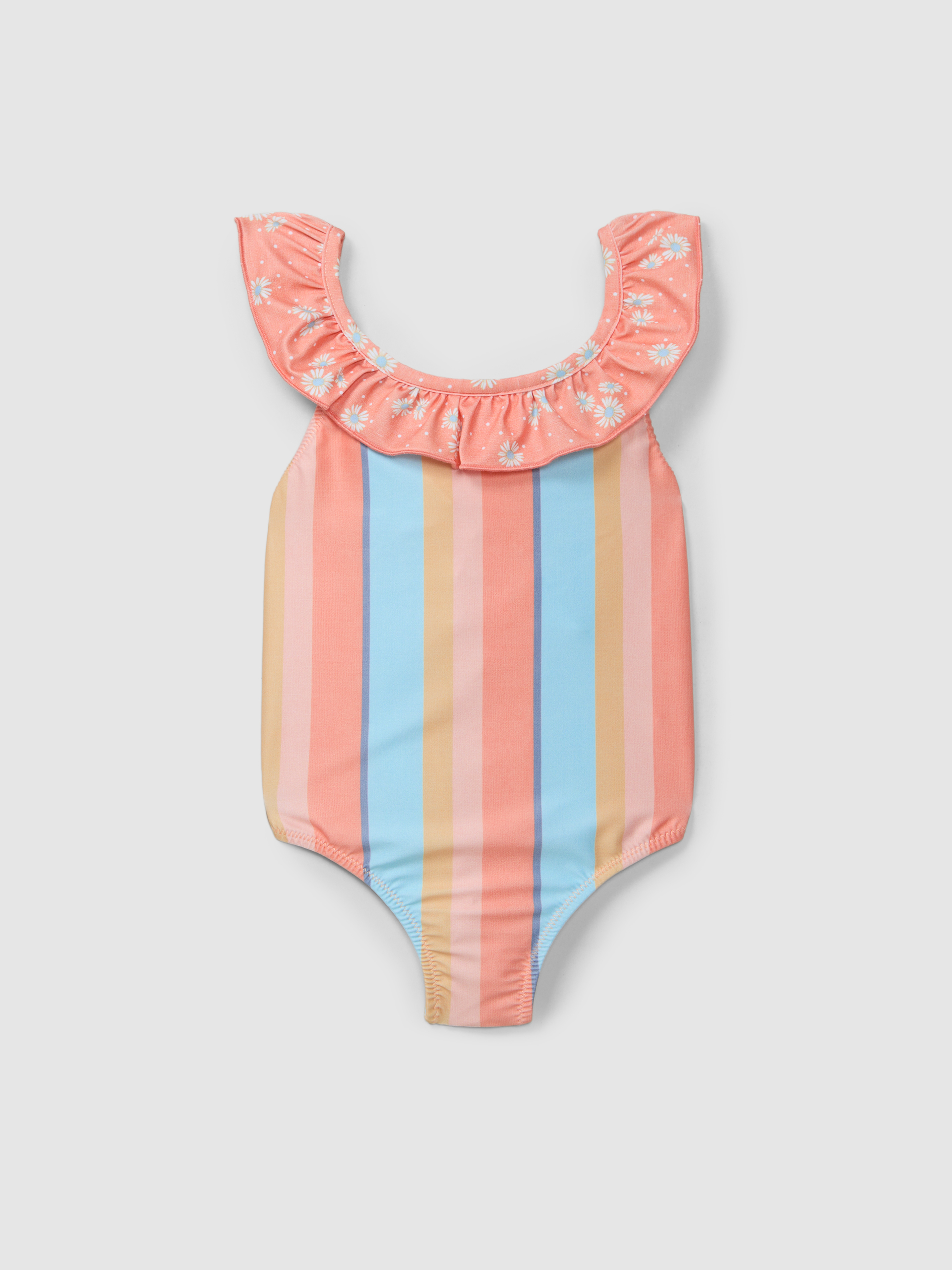 Swimsuit multi-coloured stripes and flowers