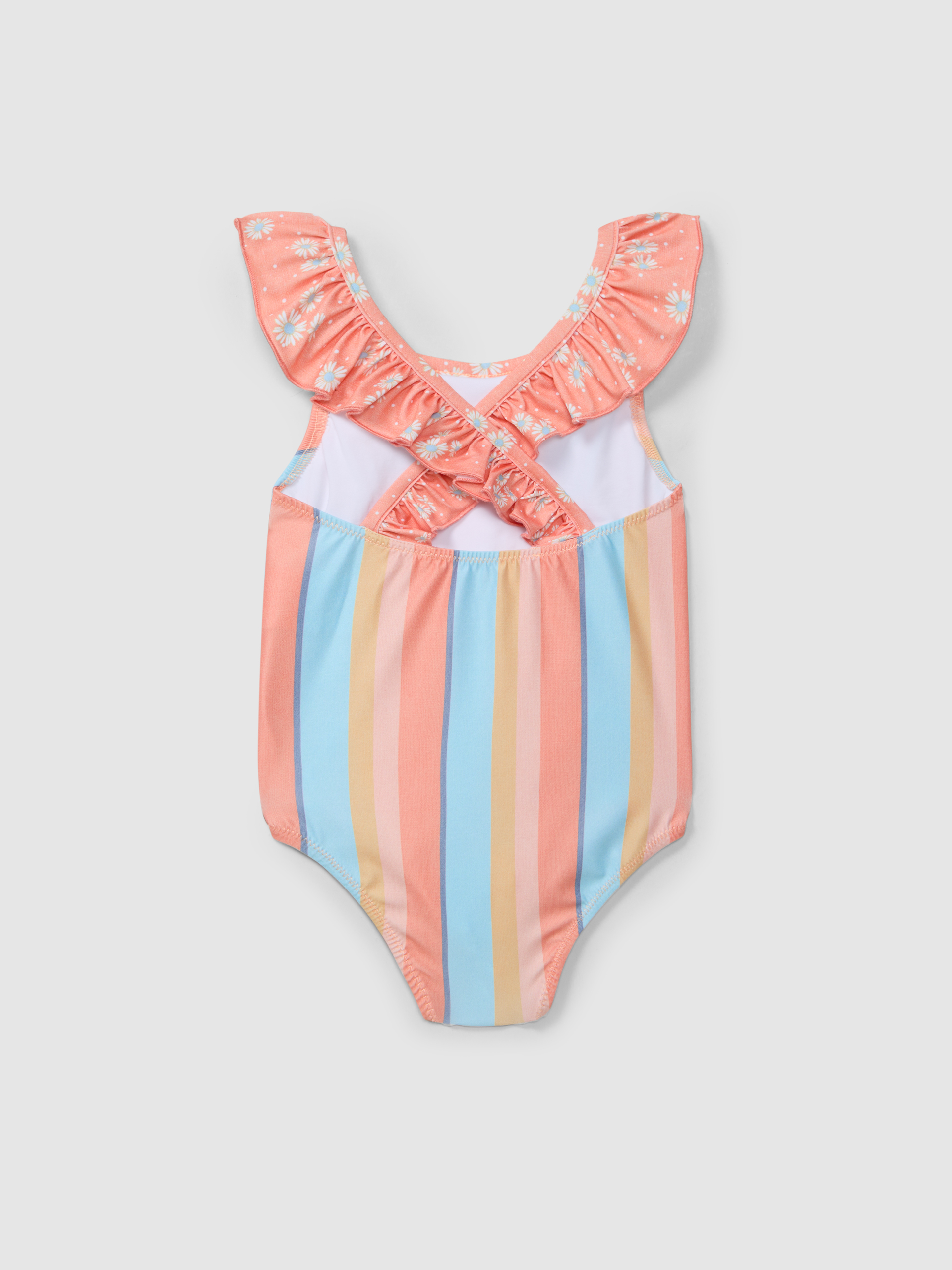 Swimsuit multi-coloured stripes and flowers