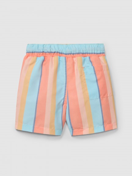 Short de bain à rayures multicolore Short de bain à rayures multicolore