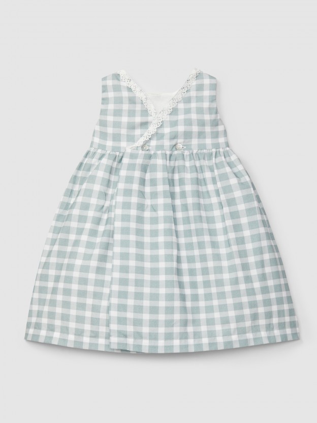 Robe � carreaux avec d�tails en dentelle