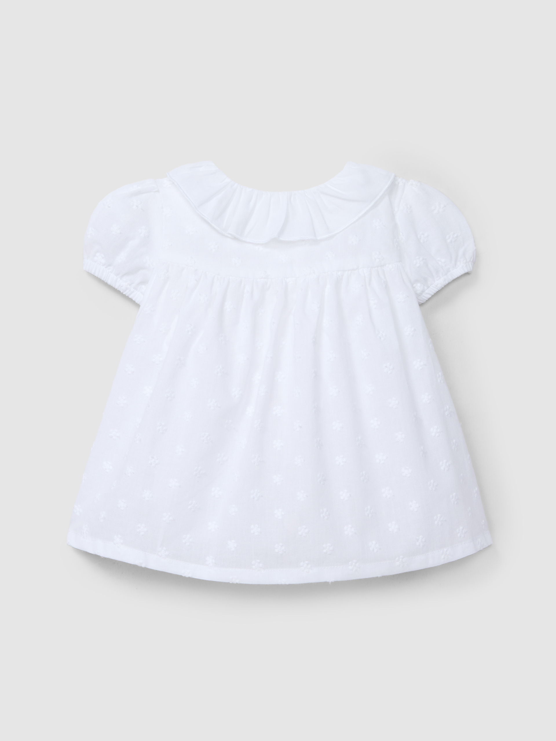 Vestido gola de folho flores bordadas