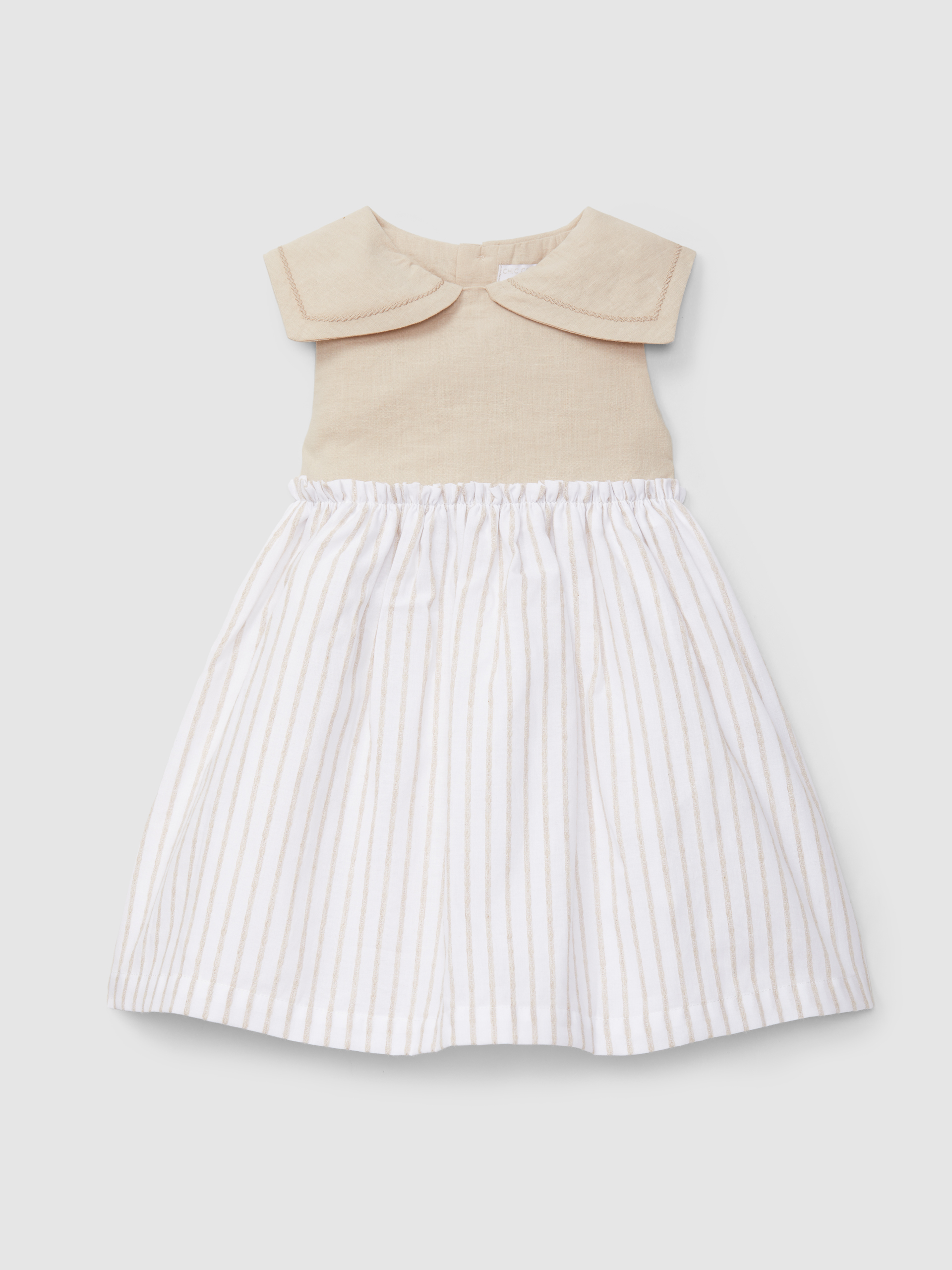 Vestido rayas en relieve y lino