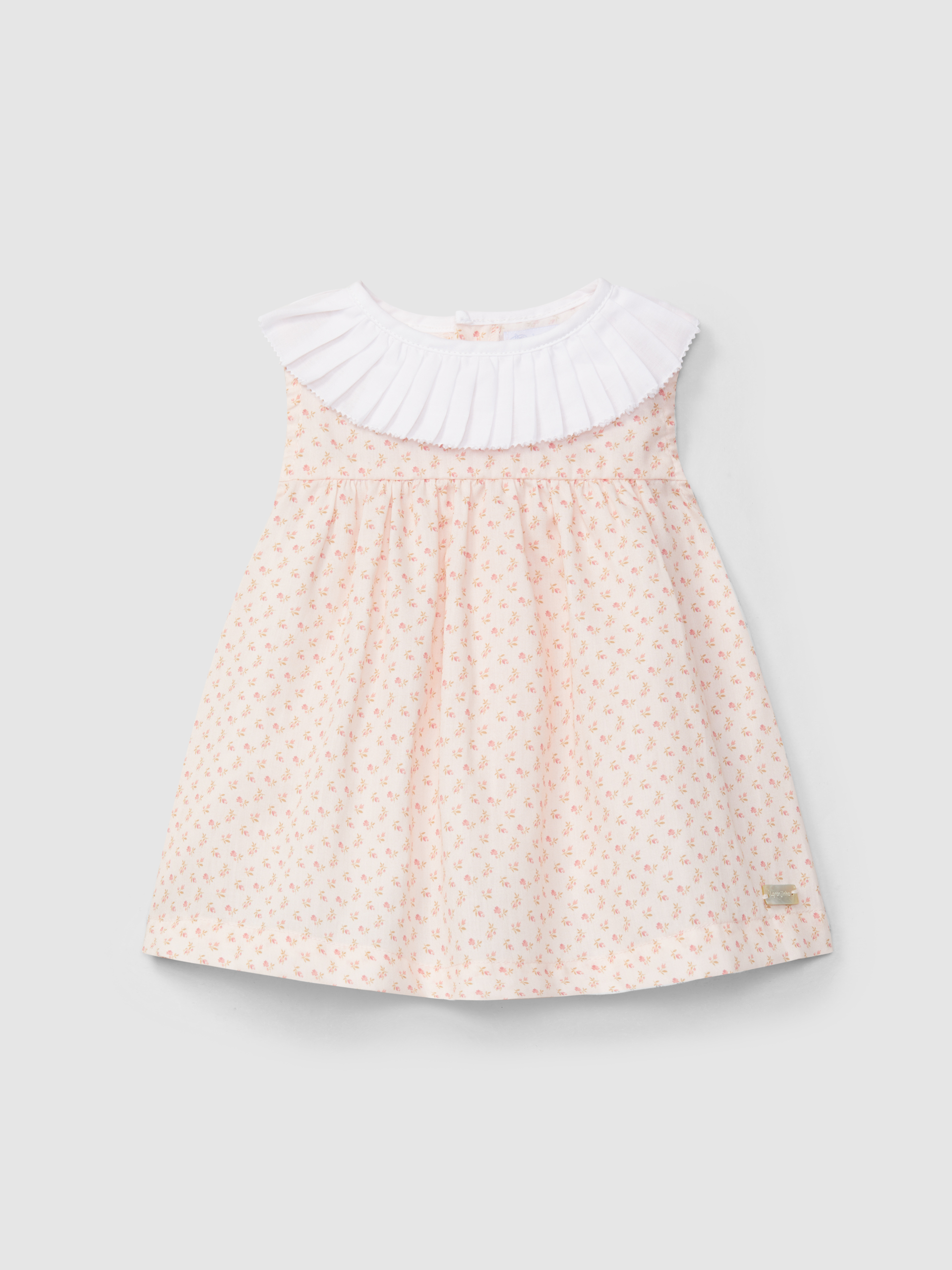 Vestido flores delicadas y cuello plisado