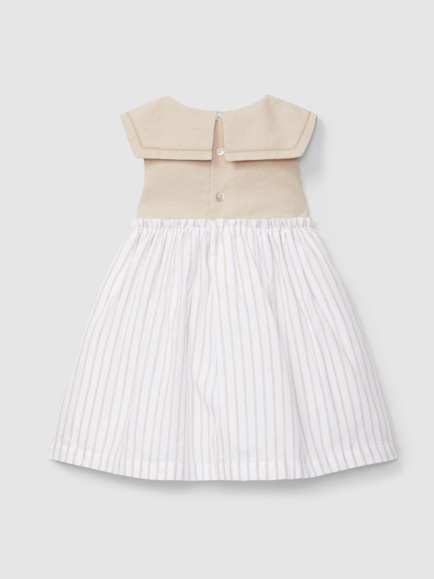 Vestido rayas en relieve y lino Vestido rayas en relieve y lino