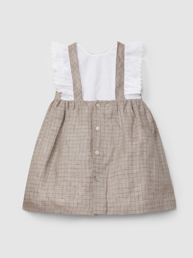 Robe à carreaux en lin Robe à carreaux en lin