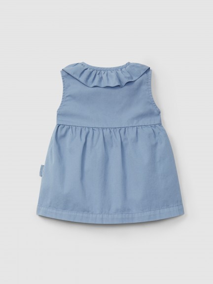 Dress in twill with ruffled collar Dress in twill with ruffled collar
