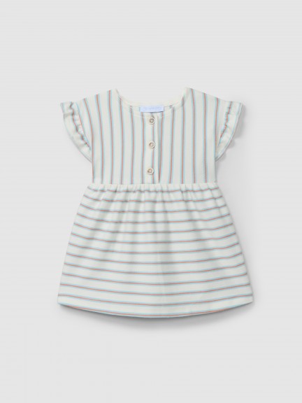 Dress in multi-coloured striped plush Dress in multi-coloured striped plush