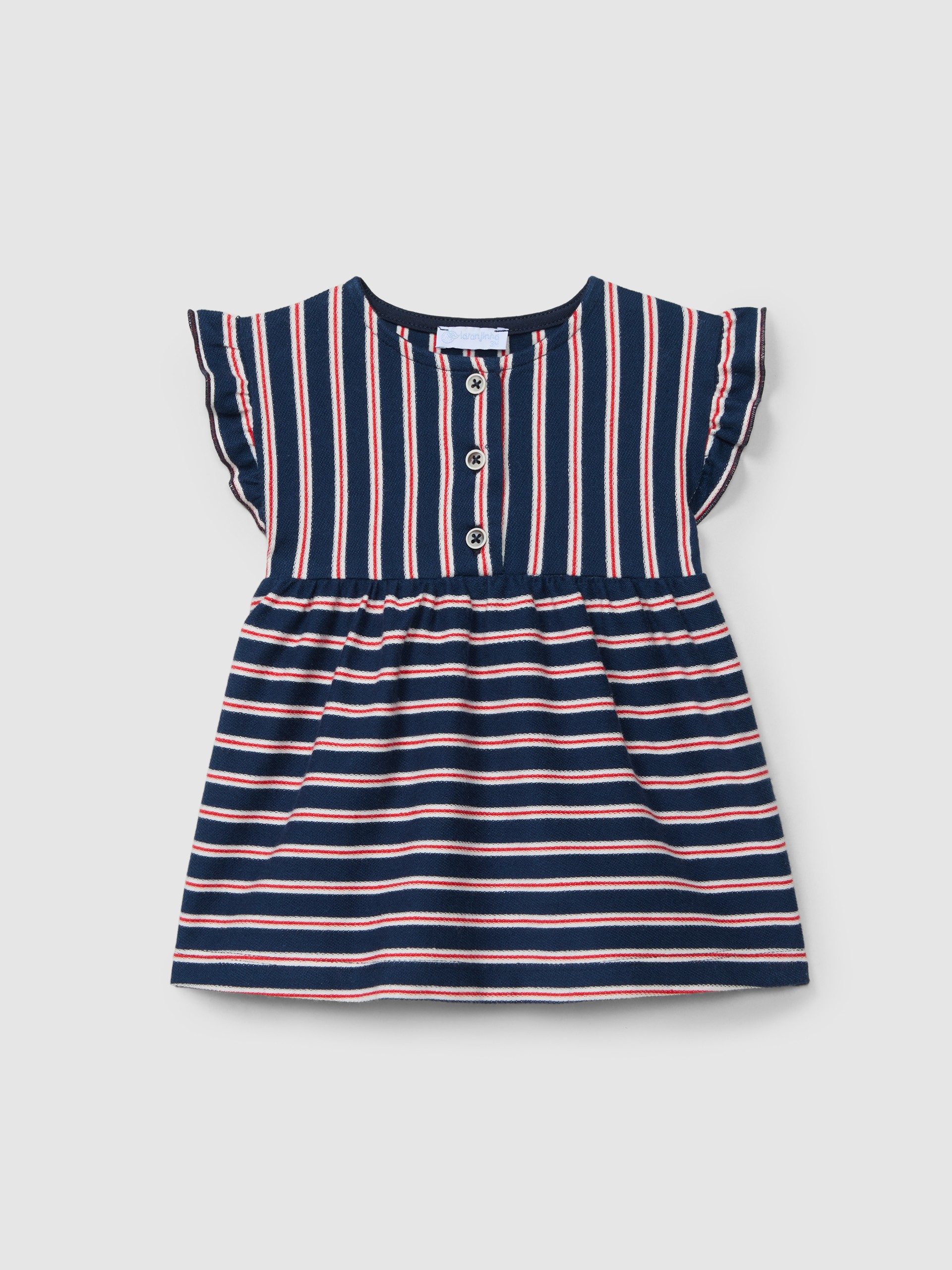 Dress in multi-coloured striped plush