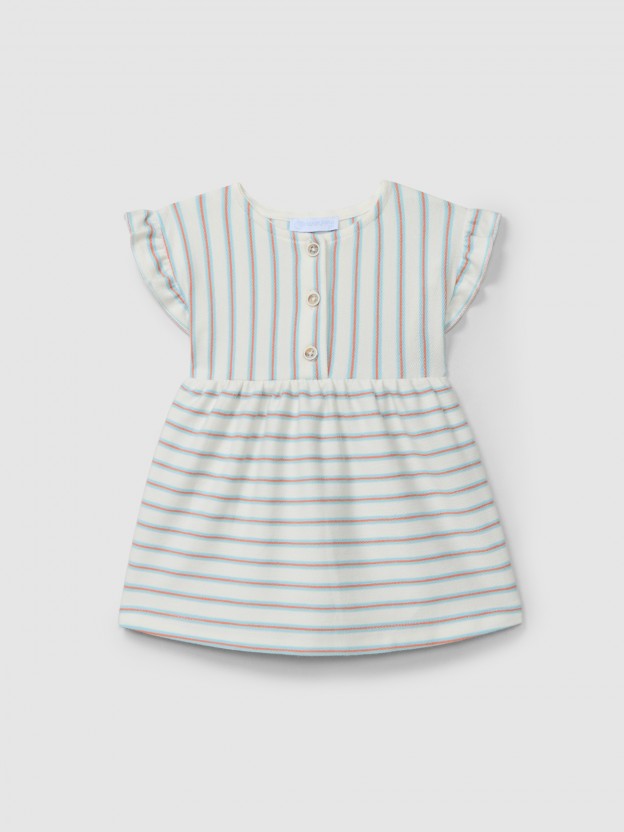 Dress in multi-coloured striped plush Dress in multi-coloured striped plush