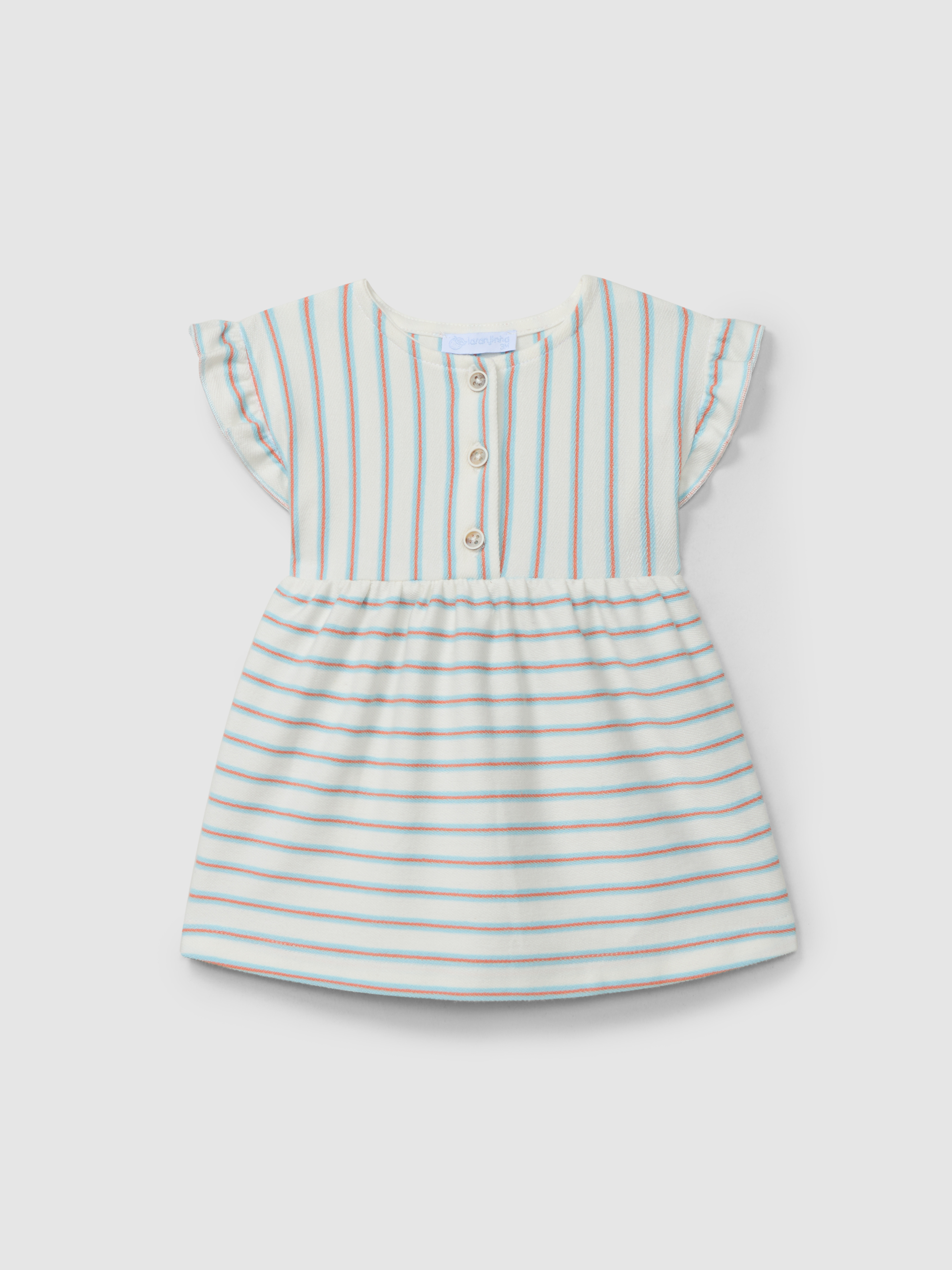 Dress in multi-coloured striped plush