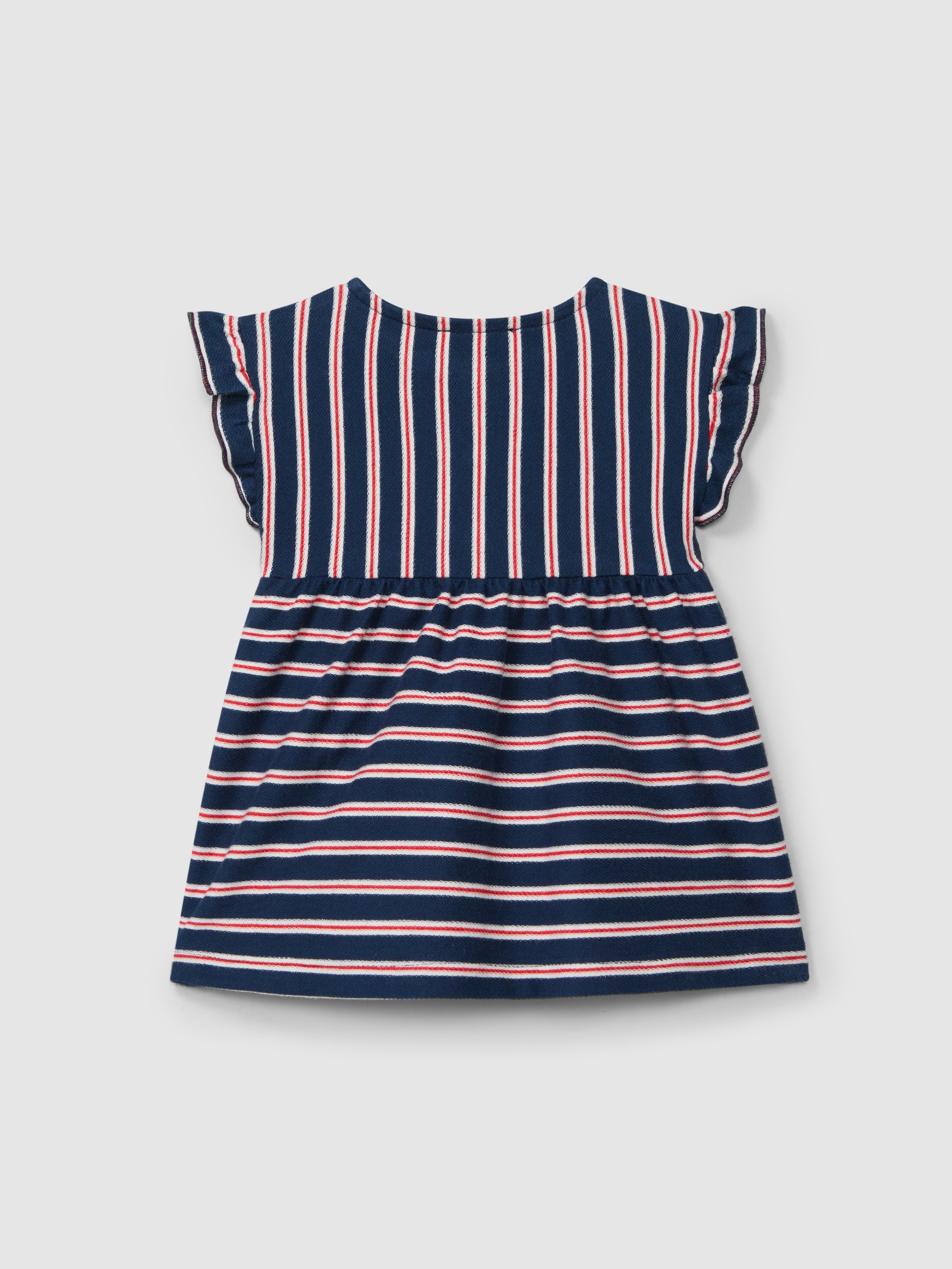 Dress in multi-coloured striped plush