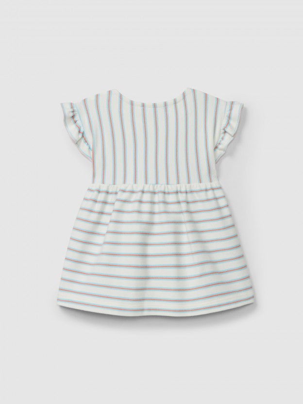 Dress in multi-coloured striped plush Dress in multi-coloured striped plush