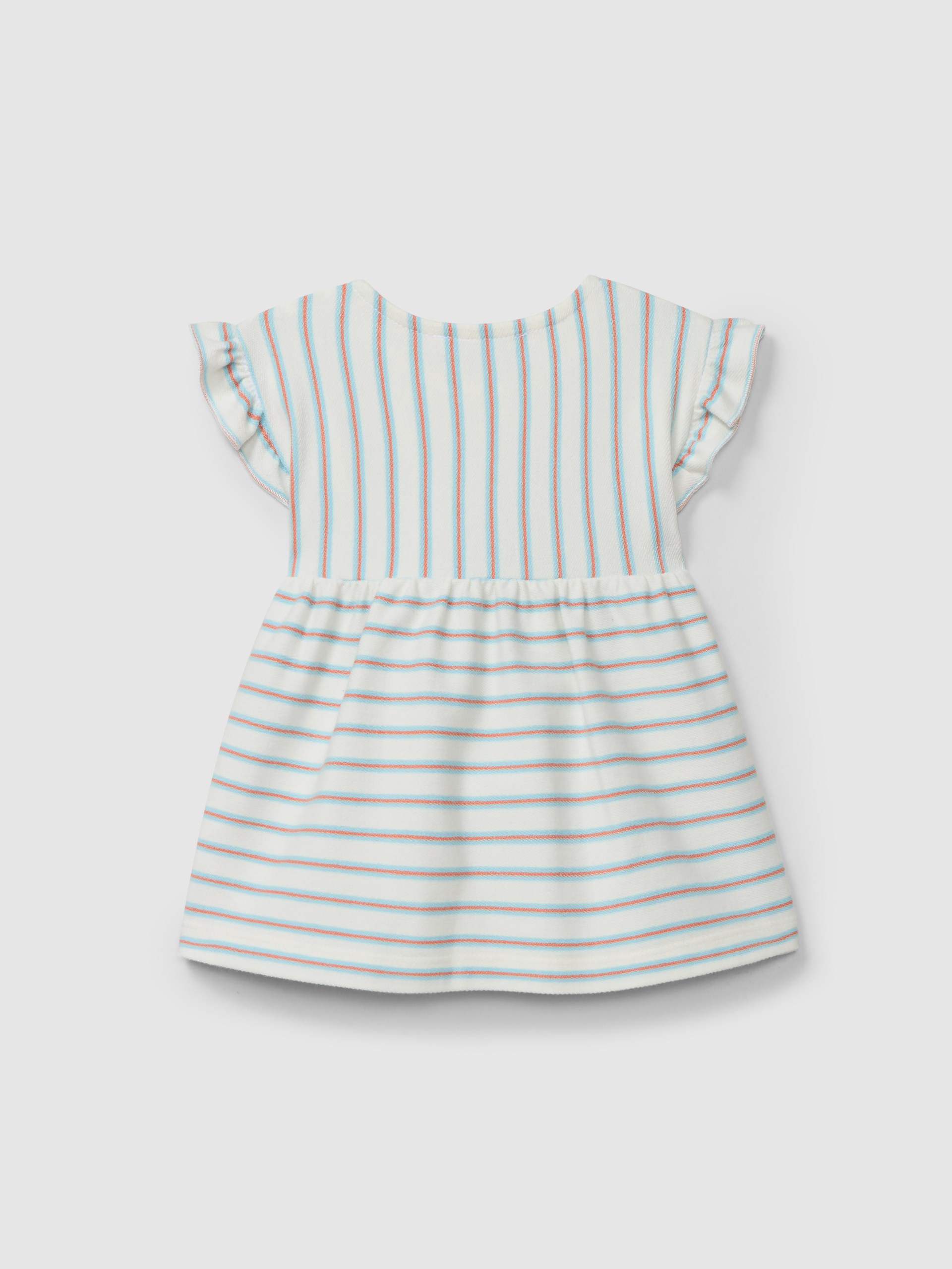 Dress in multi-coloured striped plush