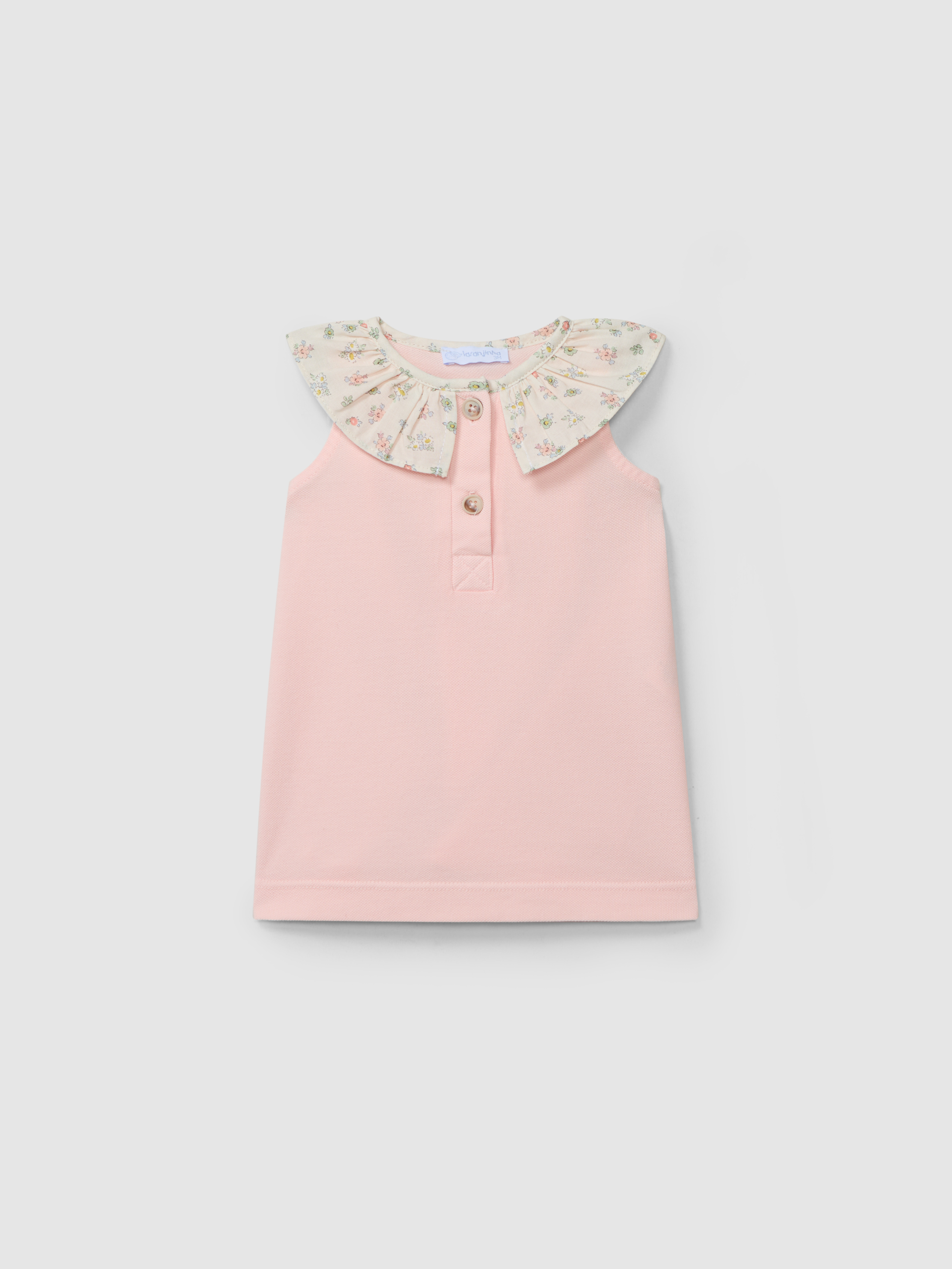Dress pique with ruffled printed collar