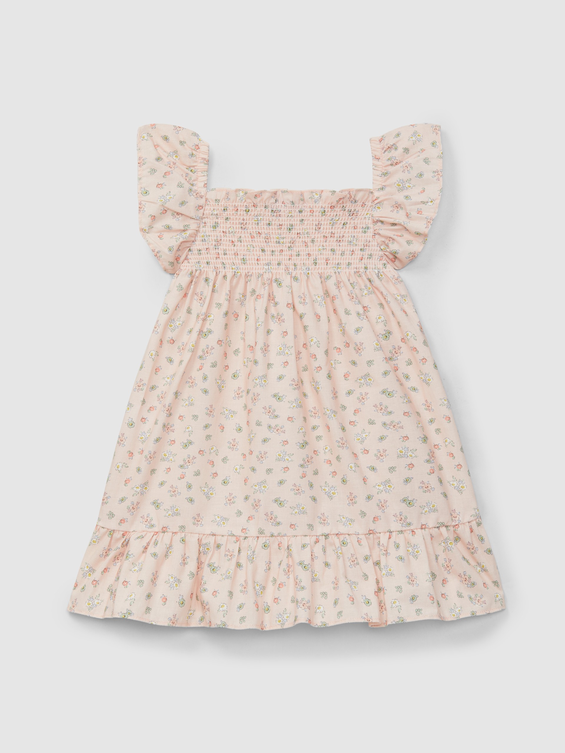 Vestido estampado floral con smocks